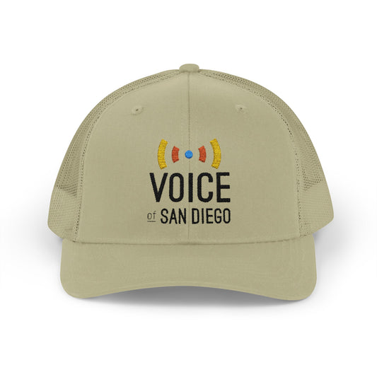 Voice of San Diego Snapback Trucker Hat — Mesh Back Radio Logo Cap