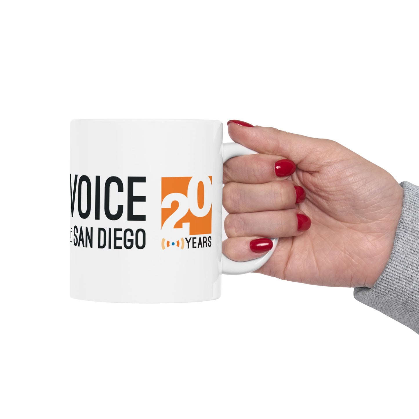 Celebratory Ceramic Mug, 20 Years of Voice of San Diego,