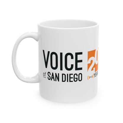 Celebratory Ceramic Mug, 20 Years of Voice of San Diego,