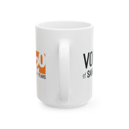 Celebratory Ceramic Mug, 20 Years of Voice of San Diego,