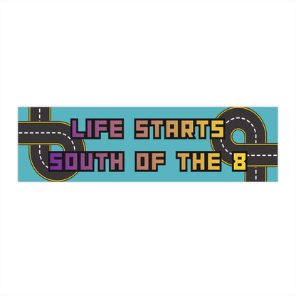 Voice of San Diego Bumper Sticker "Life Starts South of the 8" Retro Road Trip Sticker
