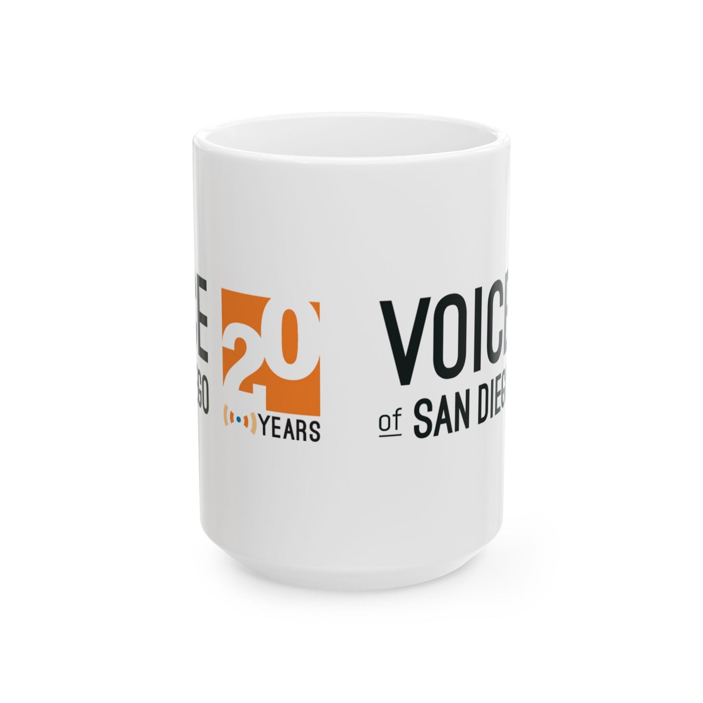 Celebratory Ceramic Mug, 20 Years of Voice of San Diego,
