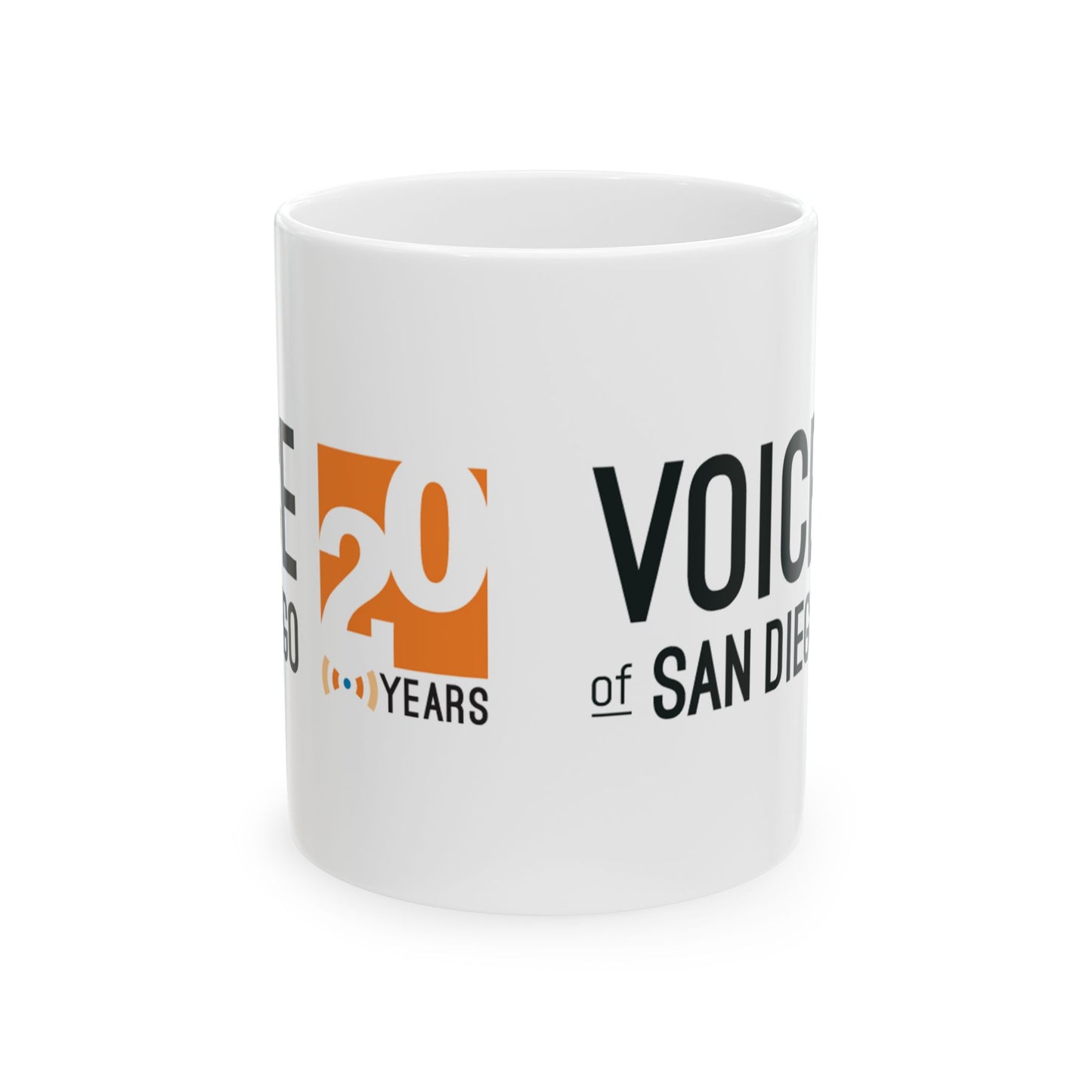 Celebratory Ceramic Mug, 20 Years of Voice of San Diego,