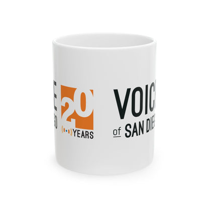 Celebratory Ceramic Mug, 20 Years of Voice of San Diego,