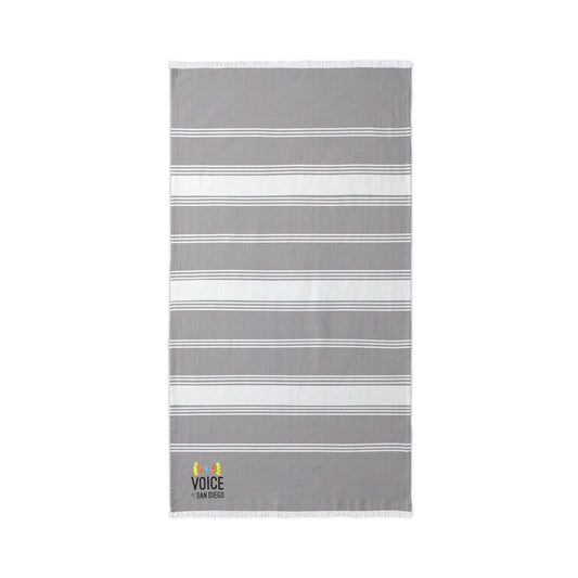 Embroidered Striped Beach Throw Towel