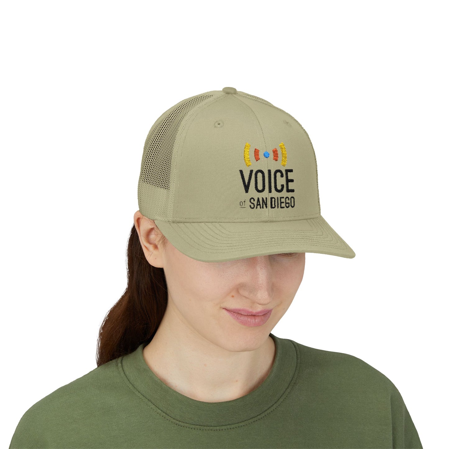 Voice of San Diego Snapback Trucker Hat — Mesh Back Logo Cap