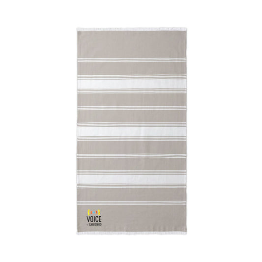 Embroidered Striped Beach Throw Towel