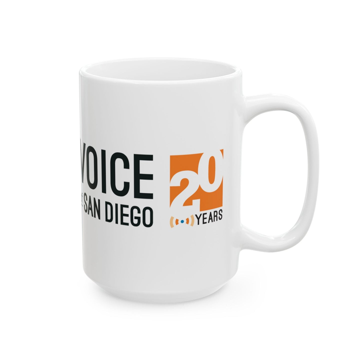 Celebratory Ceramic Mug, 20 Years of Voice of San Diego,